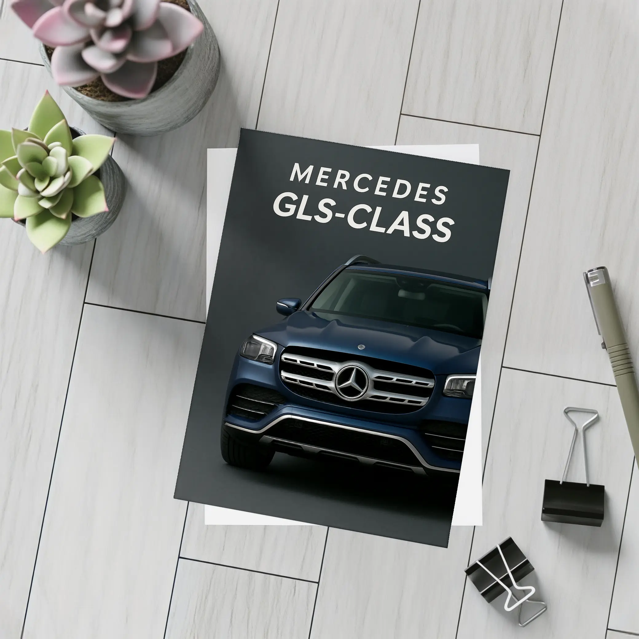 Mercedes GLS Class Dark Blue Front View – Postcards