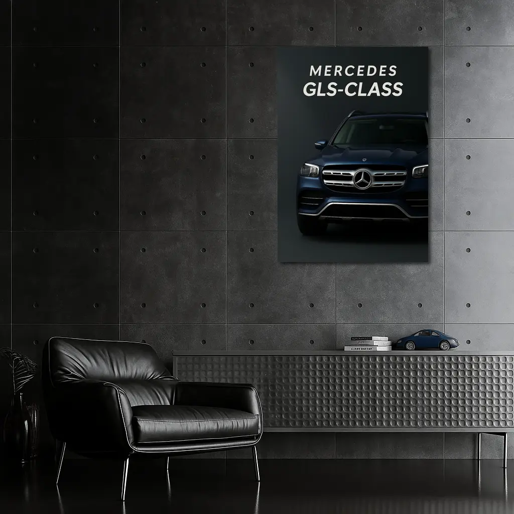 Mercedes GLS Class Dark Blue Front View – Wall Art