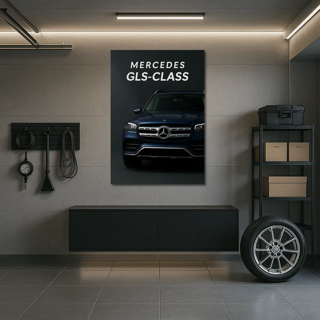 Mercedes GLS Class Dark Blue Front View – Wall Art