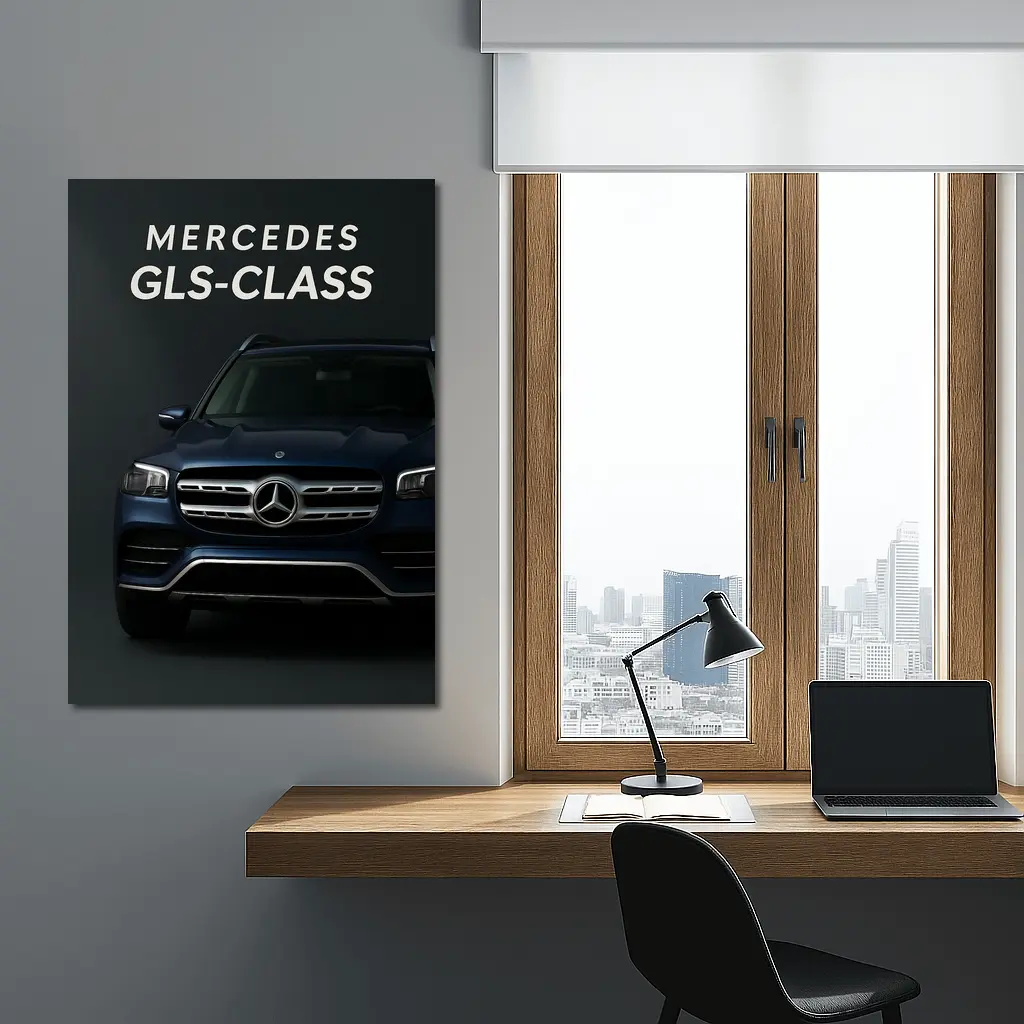 Mercedes GLS Class Dark Blue Front View – Wall Art