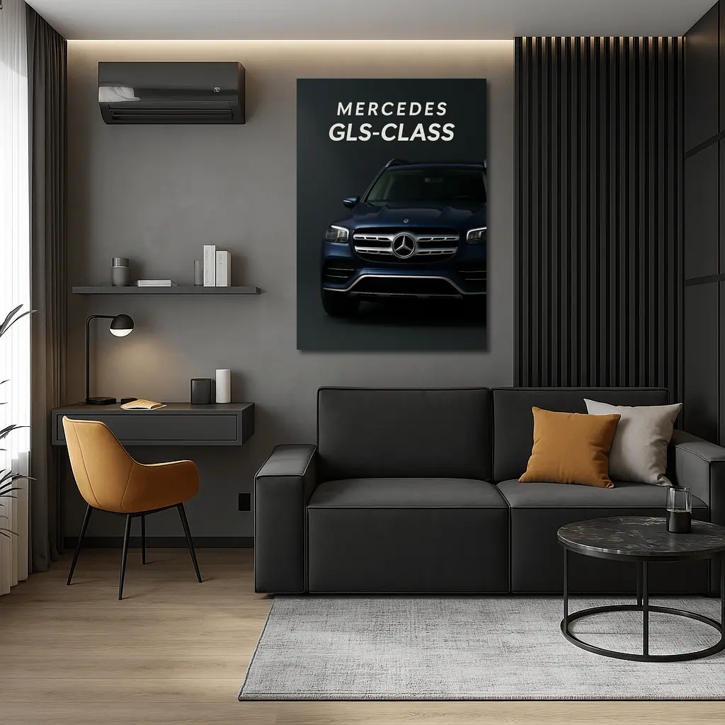 Mercedes GLS Class Dark Blue Front View – Wall Art
