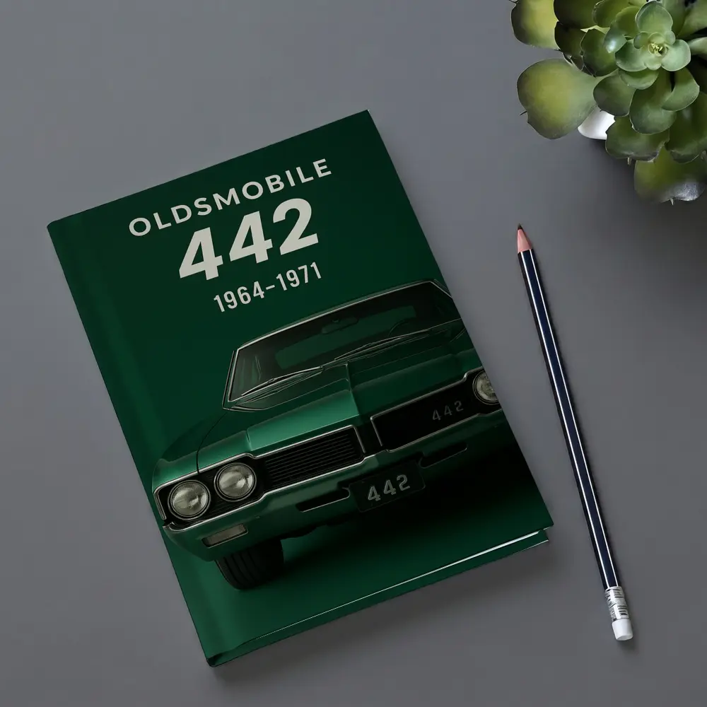 Oldsmobile 442 Muscle Car Green Background – Notebooks