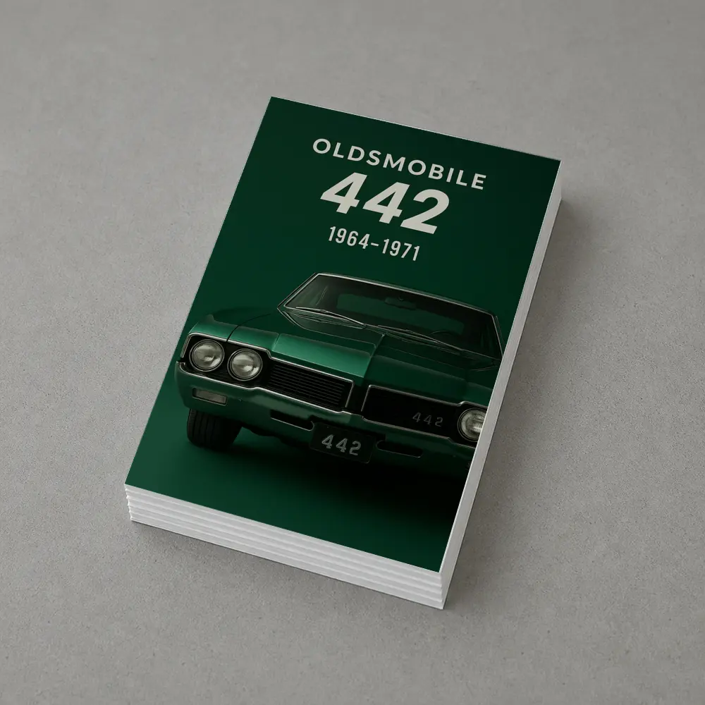 Oldsmobile 442 Muscle Car Green Background – Postcards