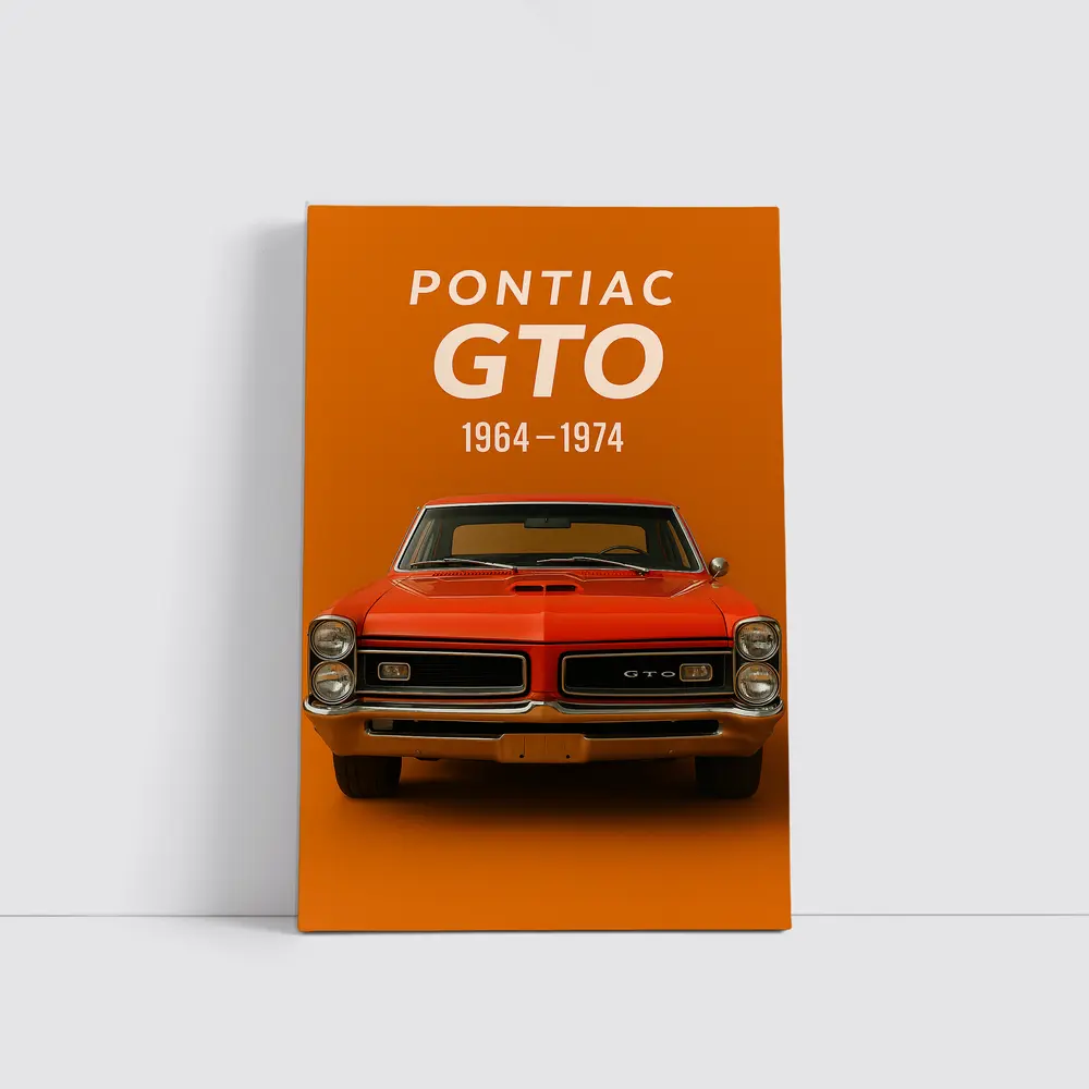 Pontiac GTO Classic Muscle Car Orange Background – Wall Art
