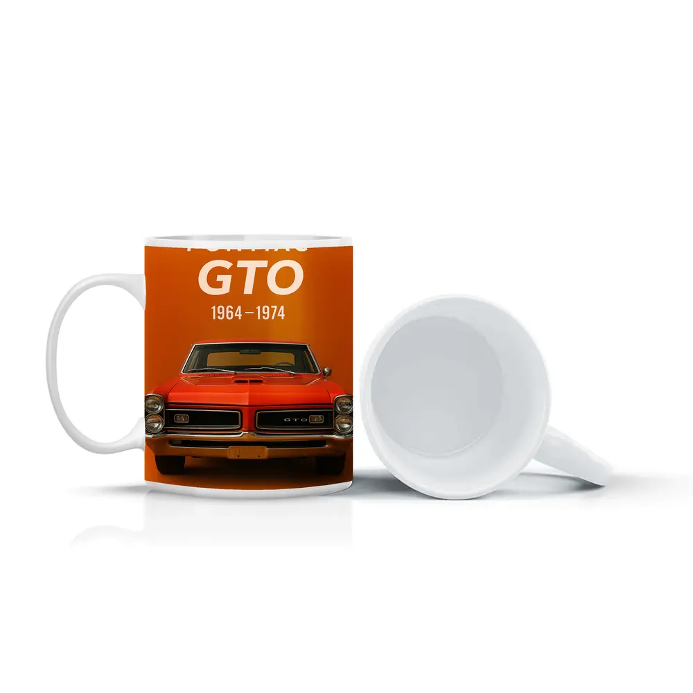 Pontiac GTO Classic Muscle Car Orange Background – Mugs