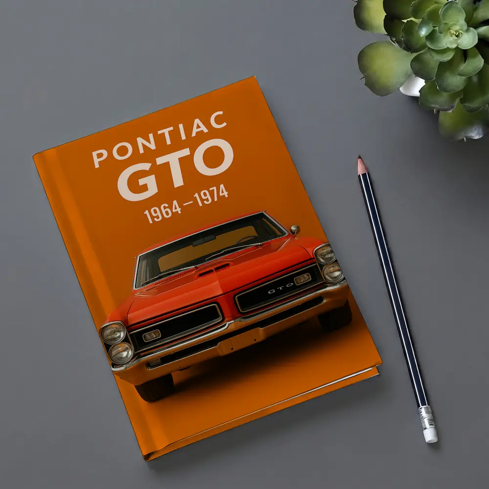 Pontiac GTO Classic Muscle Car Orange Background – Notebooks