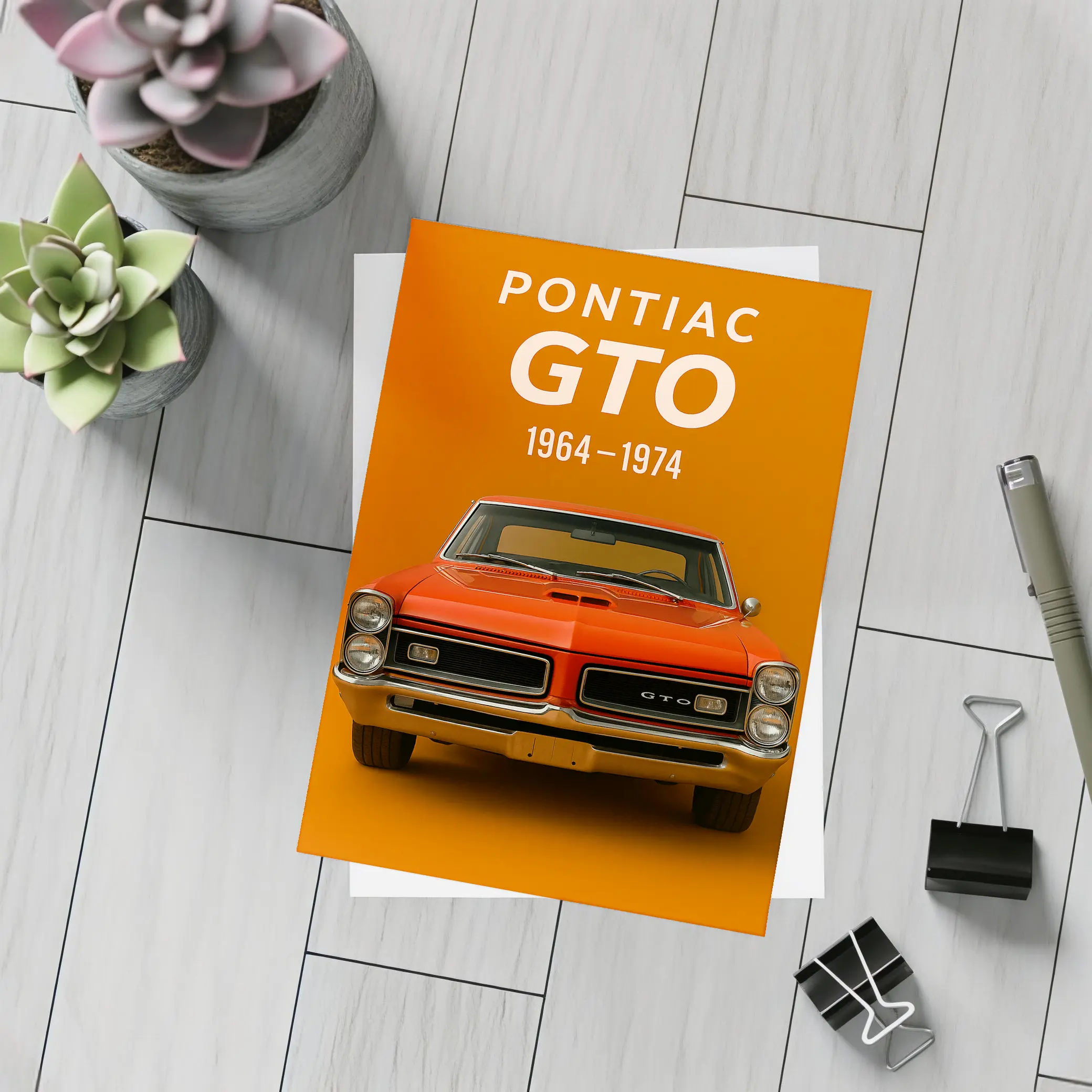 Pontiac GTO Classic Muscle Car Orange Background – Postcards