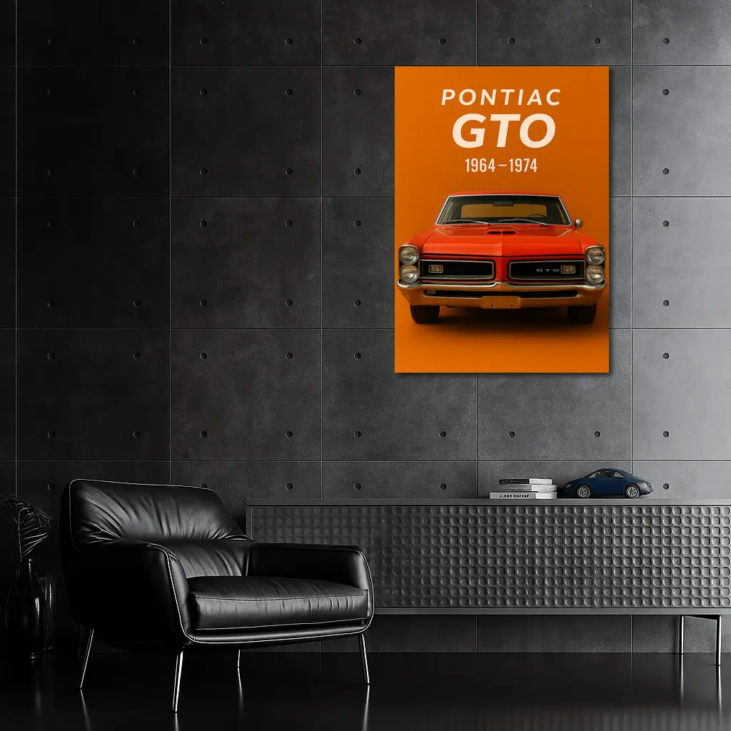 Pontiac GTO Classic Muscle Car Orange Background – Wall Art