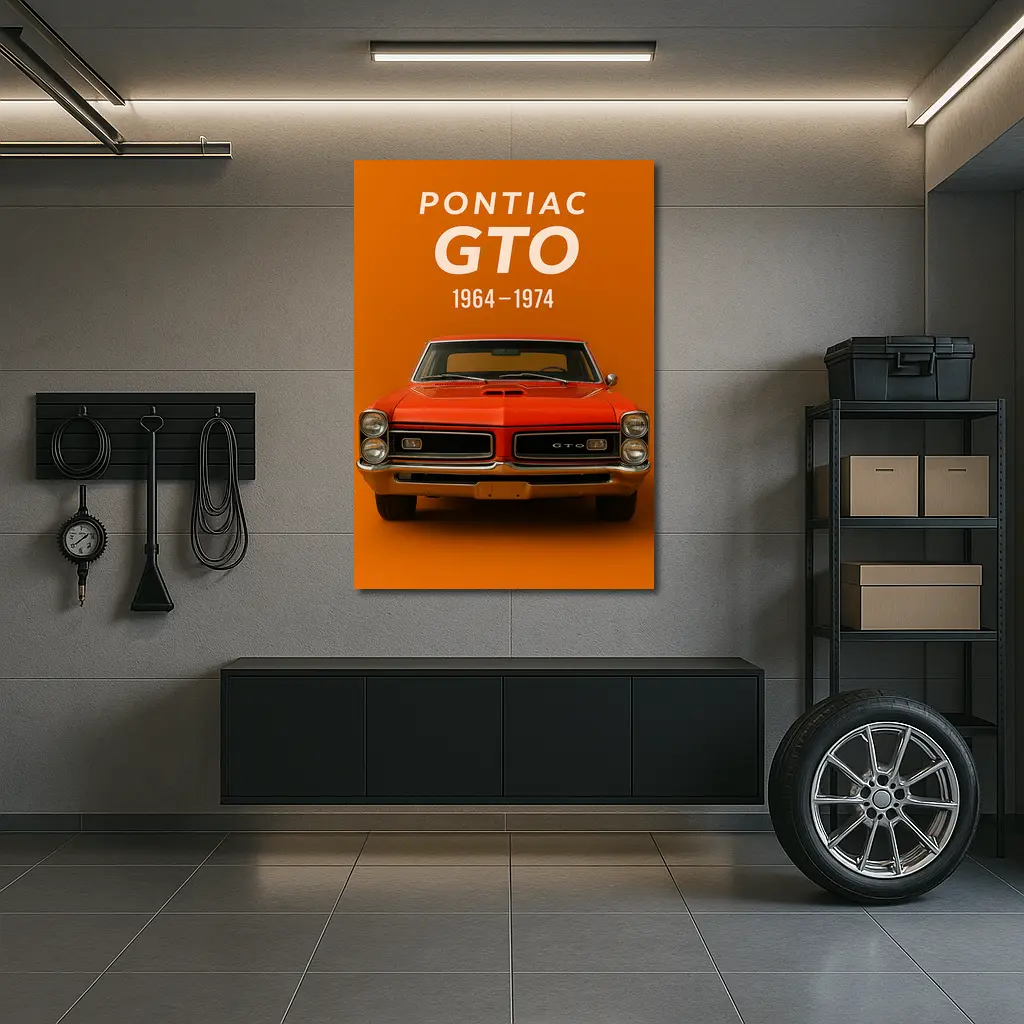Pontiac GTO Classic Muscle Car Orange Background – Wall Art