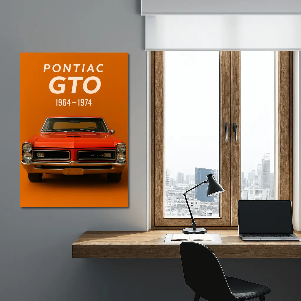 Pontiac GTO Classic Muscle Car Orange Background – Wall Art