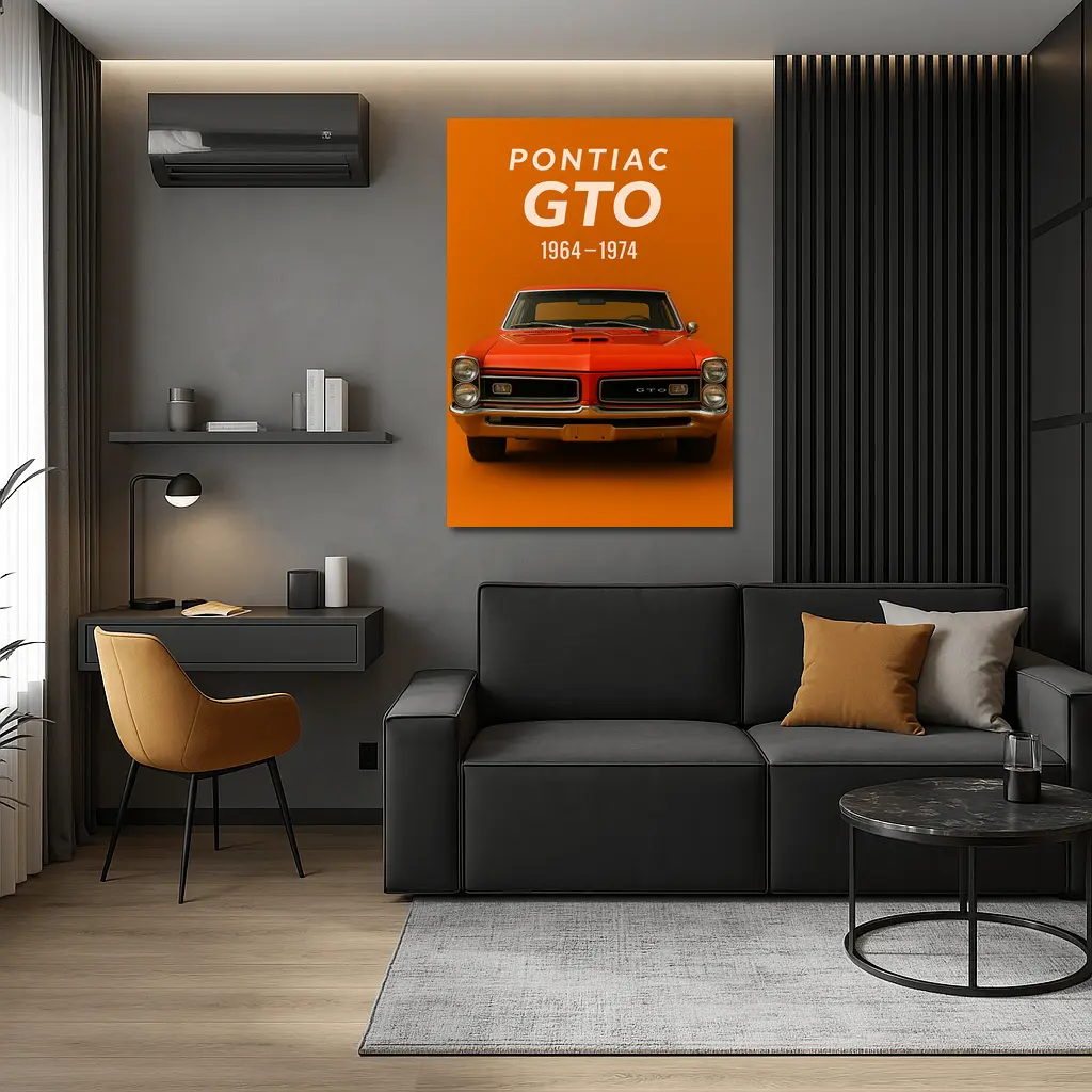 Pontiac GTO Classic Muscle Car Orange Background – Wall Art