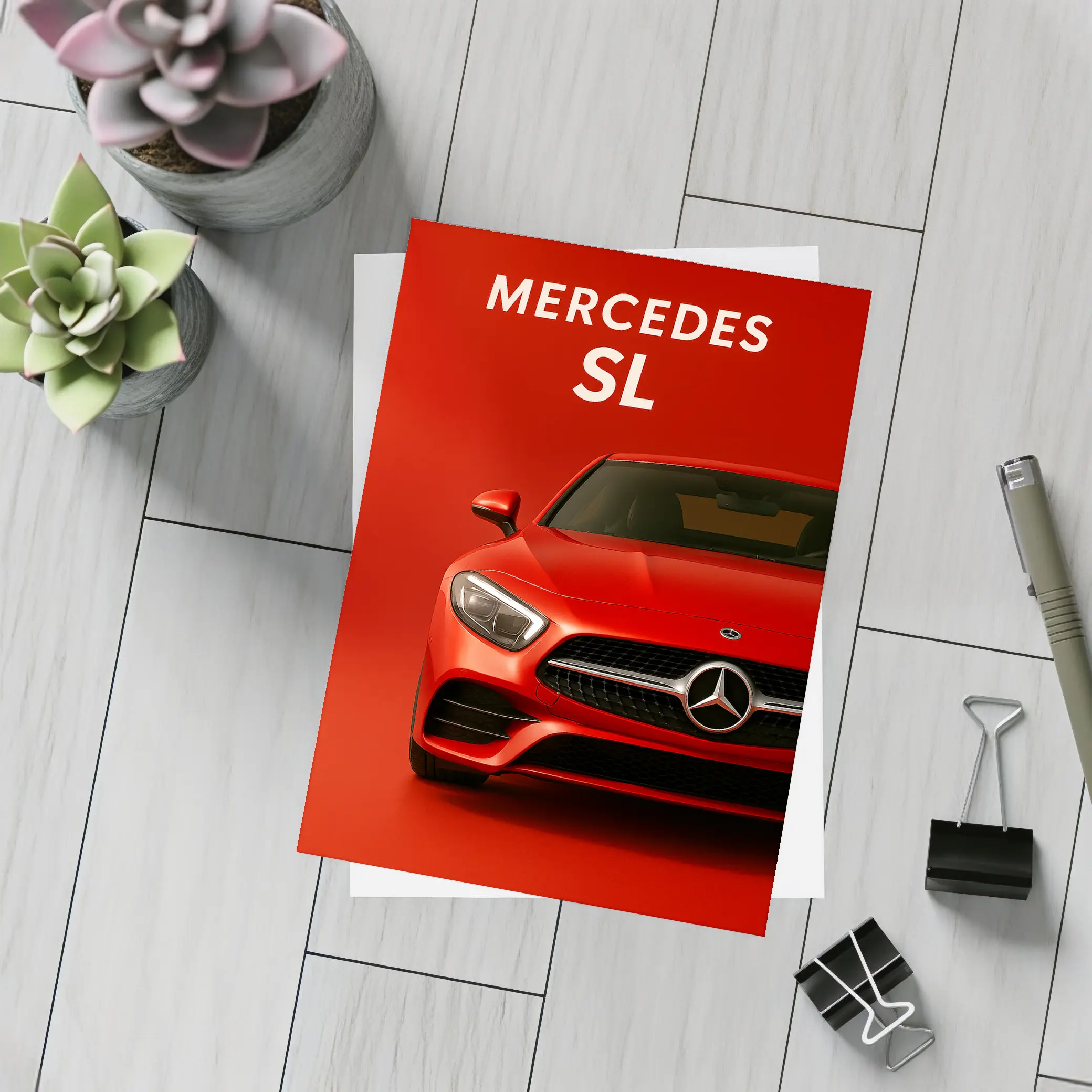 Mercedes SL Red Bold Front View – Postcards