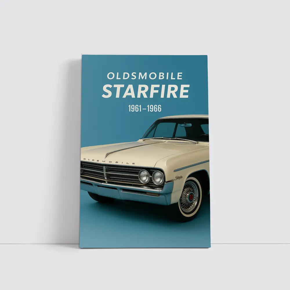 Oldsmobile Starfire Classic Car Blue Background – Wall Art