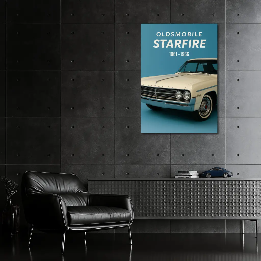 Oldsmobile Starfire Classic Car Blue Background – Wall Art