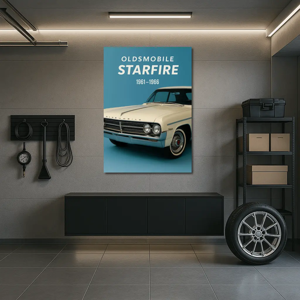 Oldsmobile Starfire Classic Car Blue Background – Wall Art