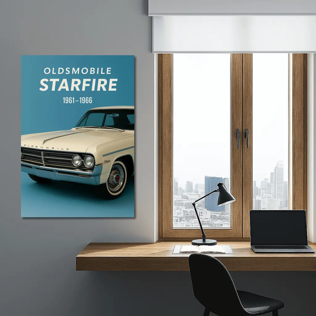 Oldsmobile Starfire Classic Car Blue Background – Wall Art