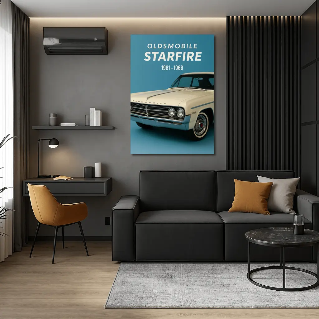 Oldsmobile Starfire Classic Car Blue Background – Wall Art