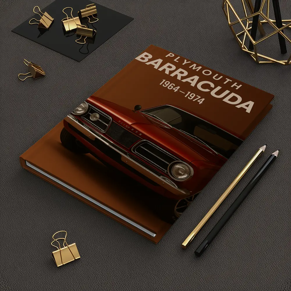 Plymouth Barracuda Classic Muscle Car Brown Background – Notebooks