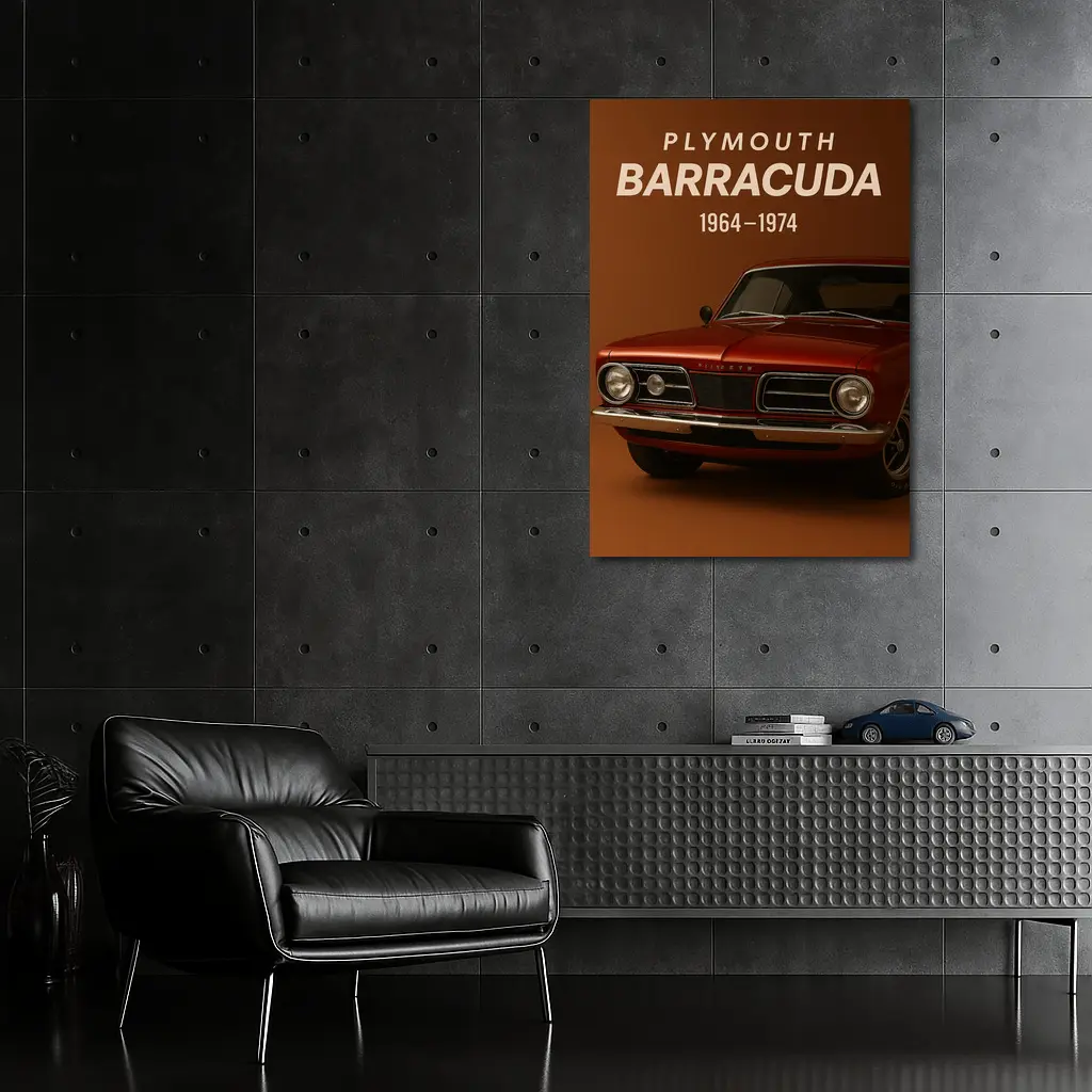 Plymouth Barracuda Classic Muscle Car Brown Background – Wall Art