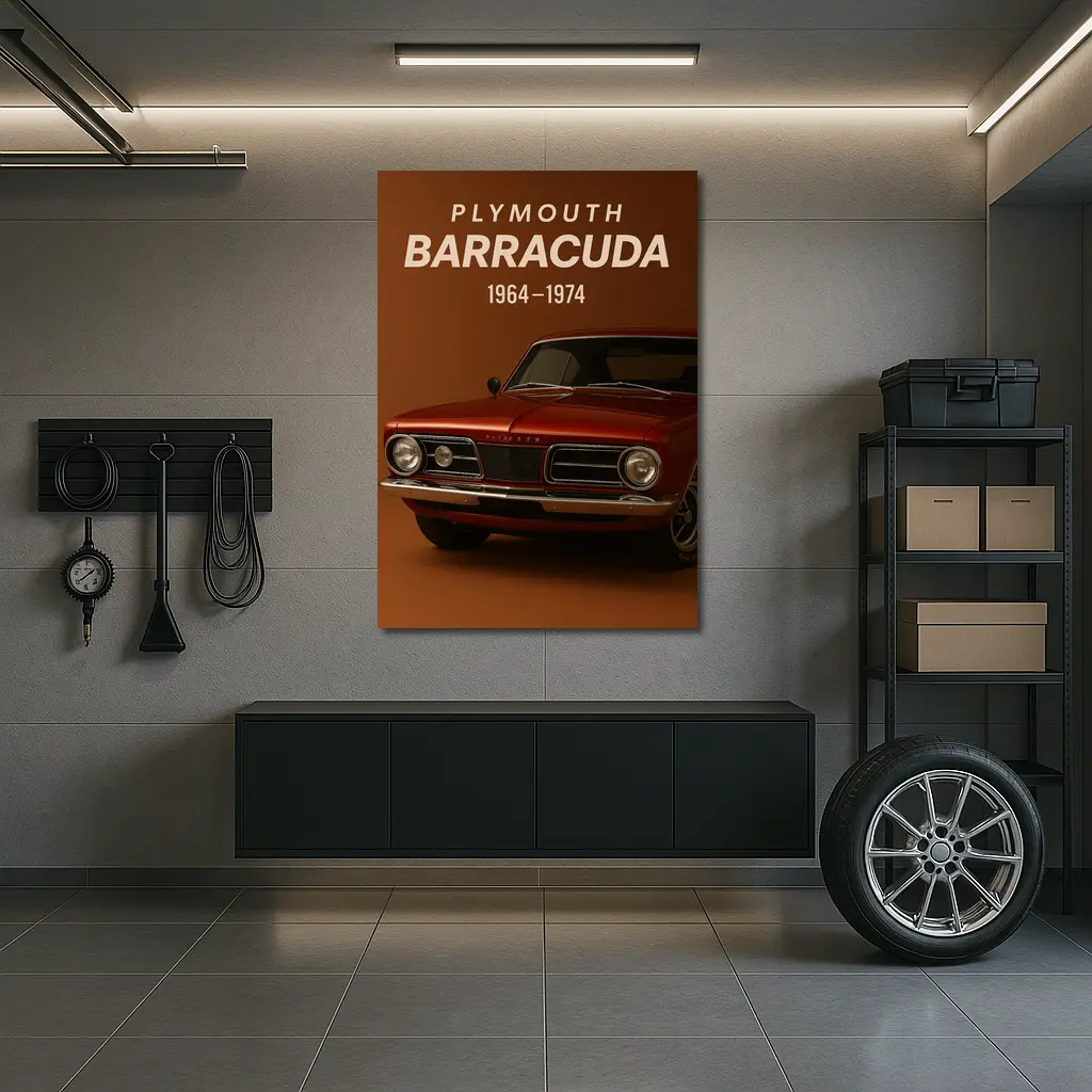 Plymouth Barracuda Classic Muscle Car Brown Background – Wall Art