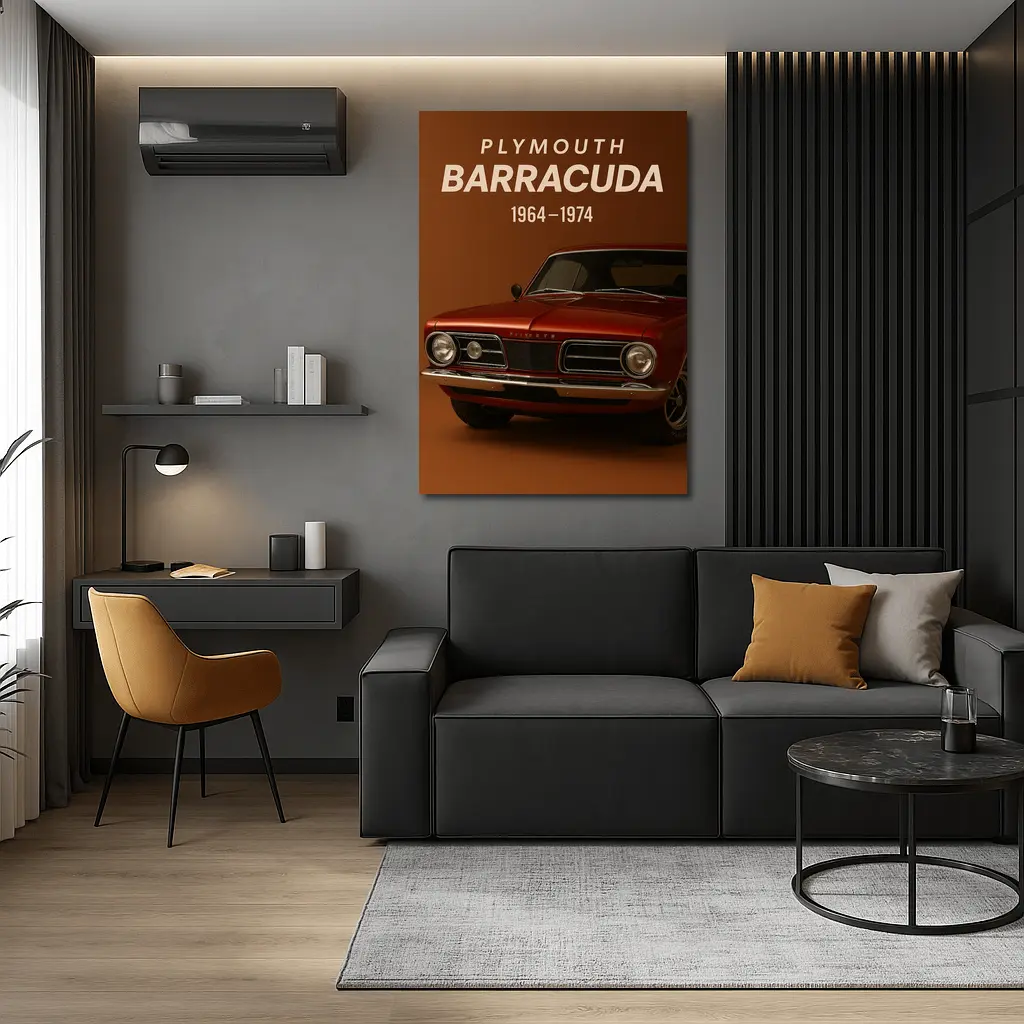 Plymouth Barracuda Classic Muscle Car Brown Background – Wall Art
