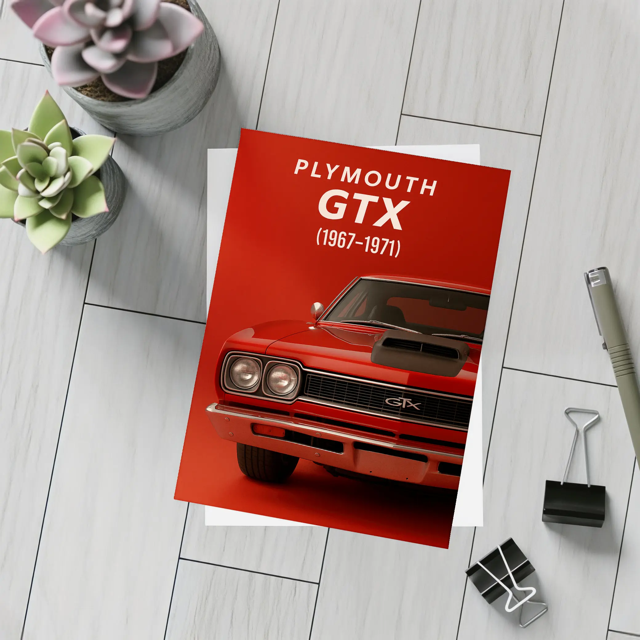Plymouth GTX Classic Muscle Car Red Background – Postcards