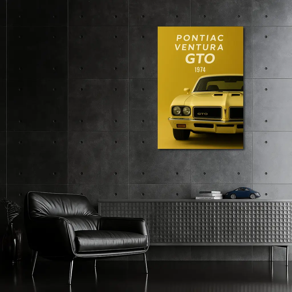 Pontiac GTO 1974 Yellow Muscle Car – Wall Art