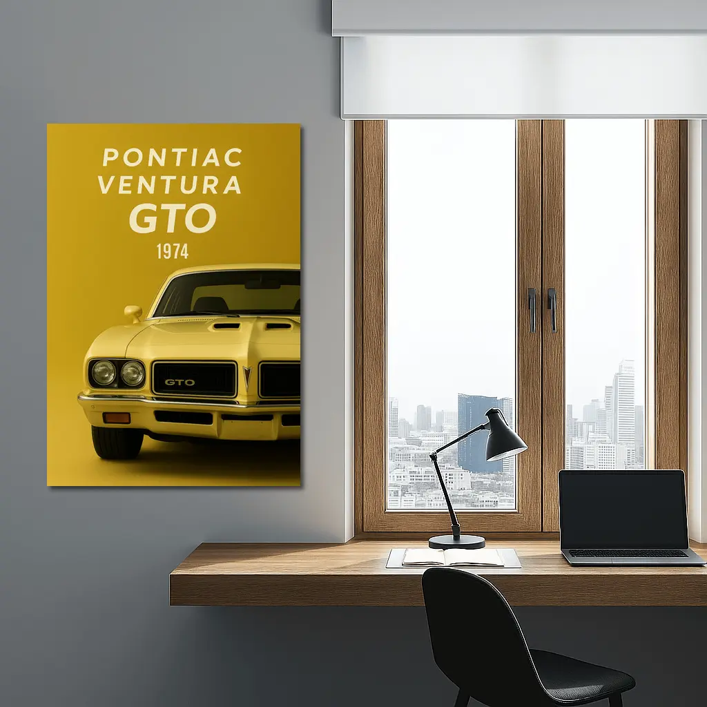 Pontiac GTO 1974 Yellow Muscle Car – Wall Art