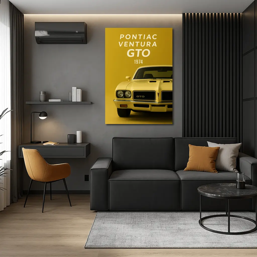 Pontiac GTO 1974 Yellow Muscle Car – Wall Art