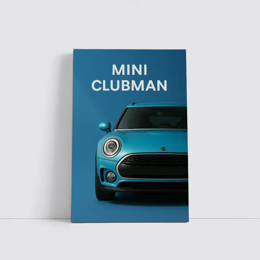 Mini Clubman Blue Car Front View – Wall Art