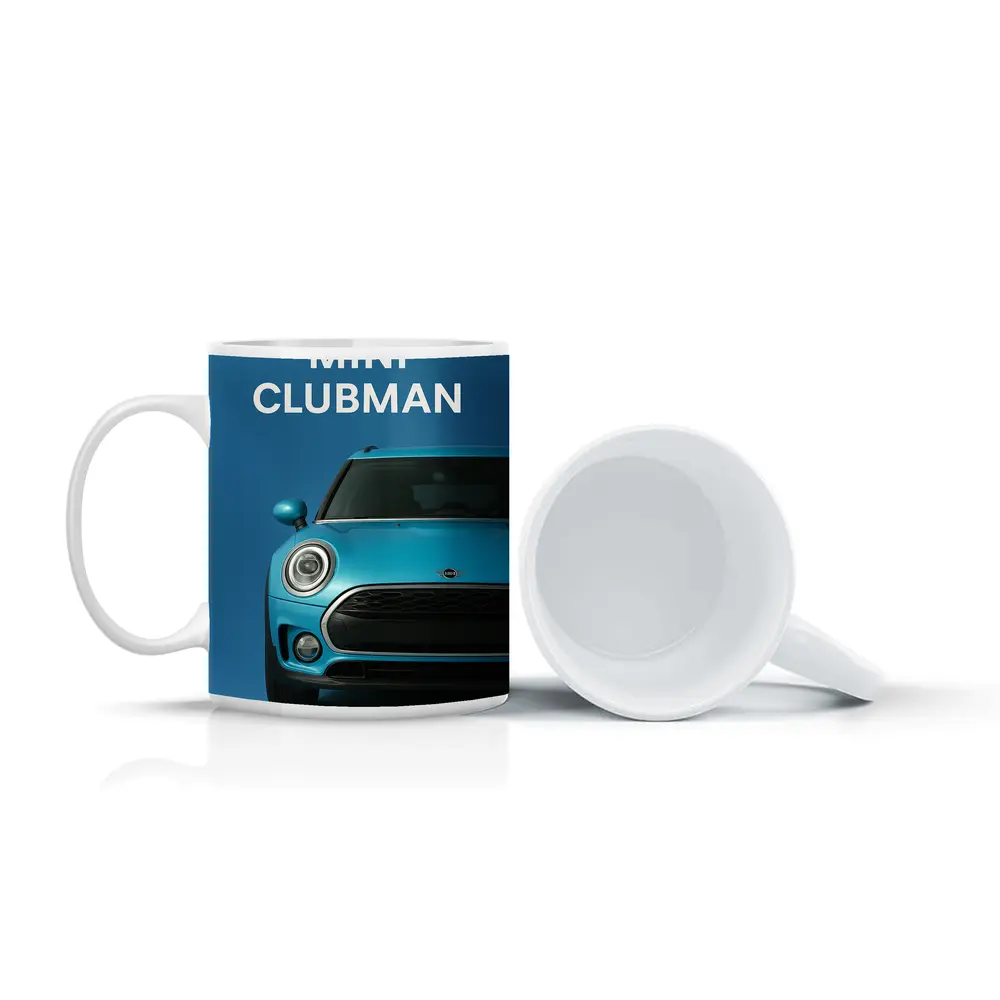 Mini Clubman Blue Car Front View – Mugs