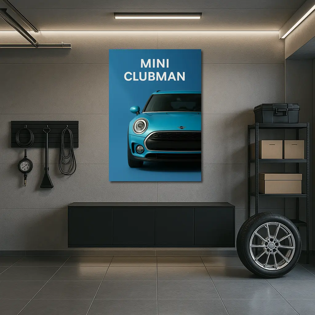Mini Clubman Blue Car Front View – Wall Art