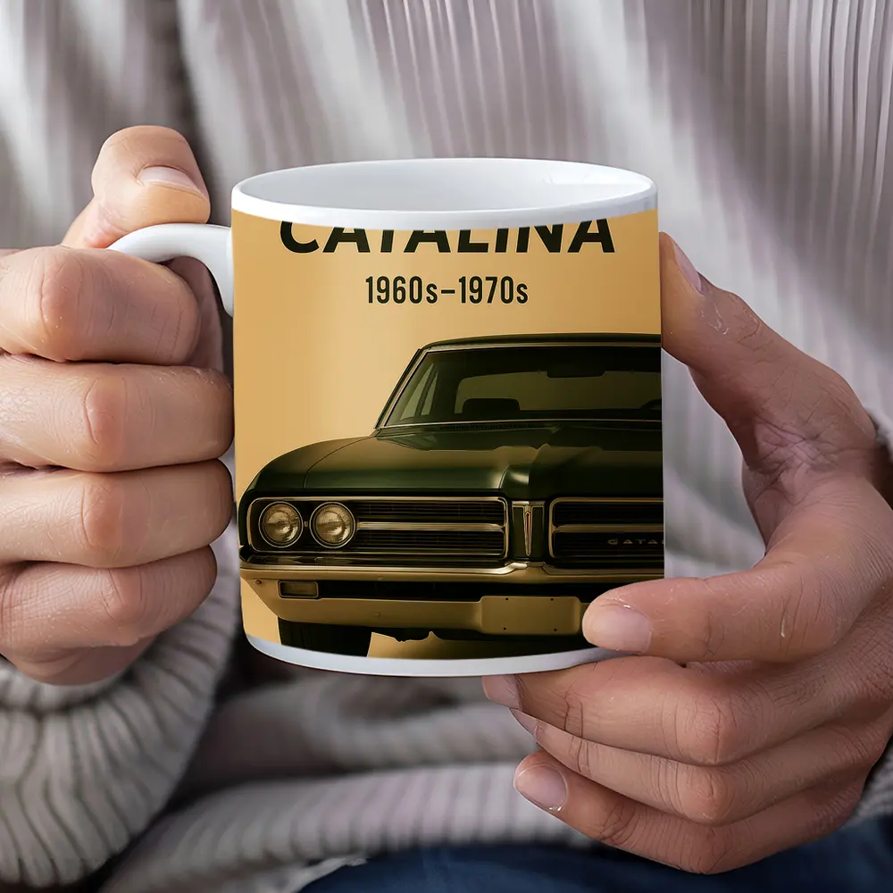 Pontiac Catalina Classic Dark Green Beige Background – Mugs