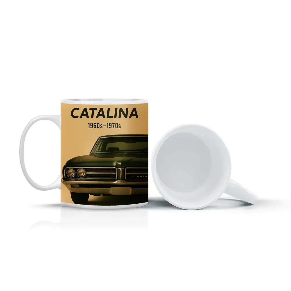 Pontiac Catalina Classic Dark Green Beige Background – Mugs