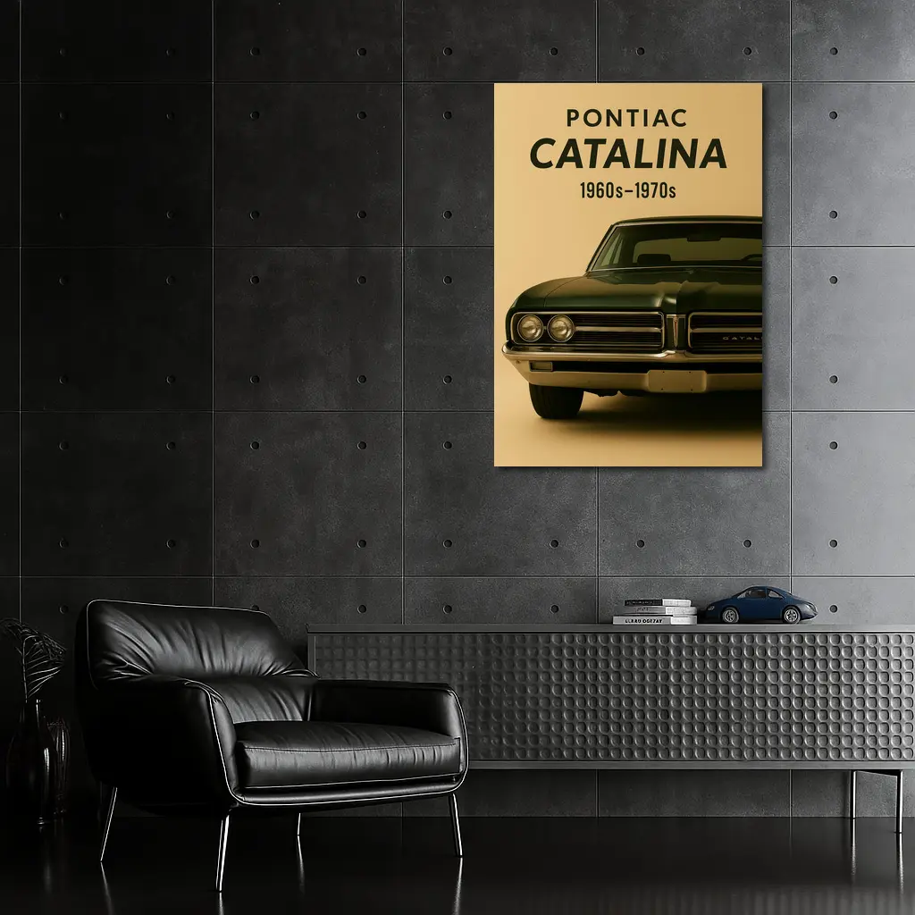 Pontiac Catalina Classic Dark Green Beige Background – Wall Art