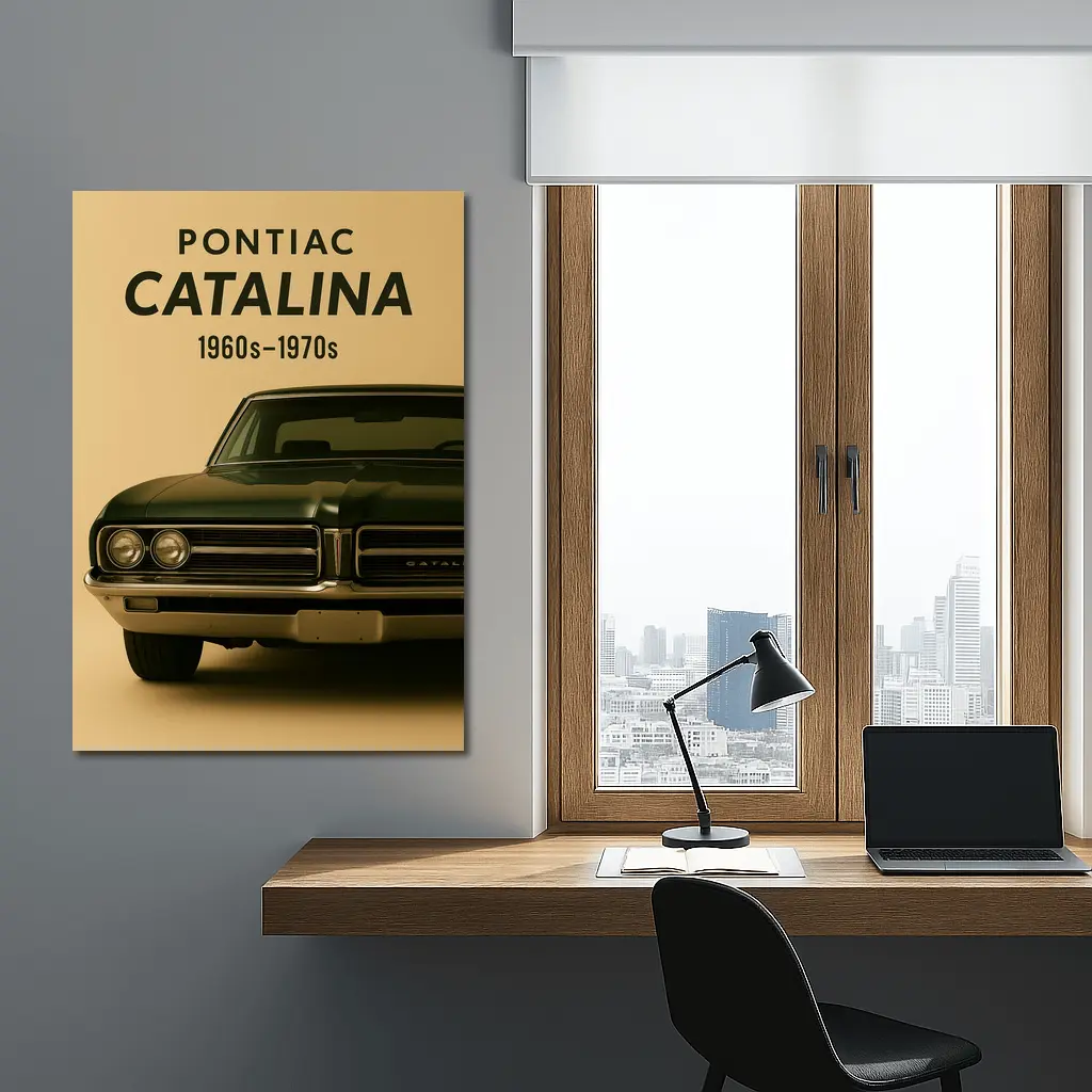 Pontiac Catalina Classic Dark Green Beige Background – Wall Art