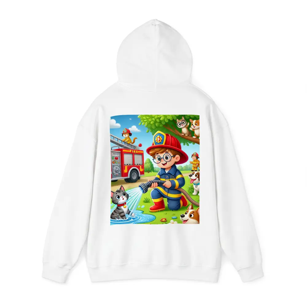 Kid Firefighter Cartoon Dogs Cats Fire Truck – Hoodies