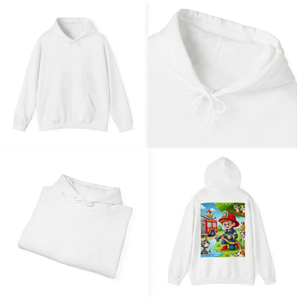 Kid Firefighter Cartoon Dogs Cats Fire Truck – Hoodies