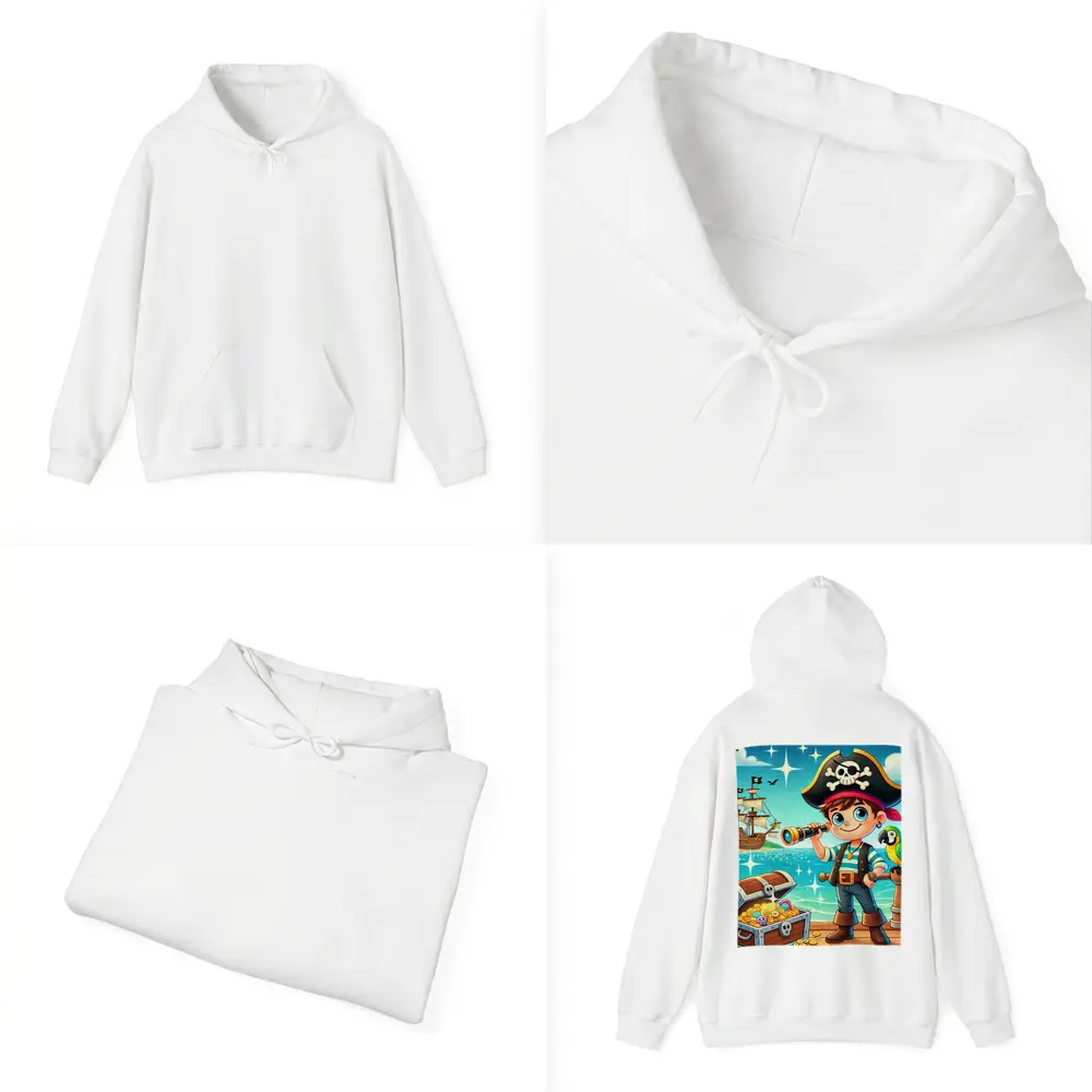 Cartoon Pirate Boy With Treasure Chest Ship – Hoodies