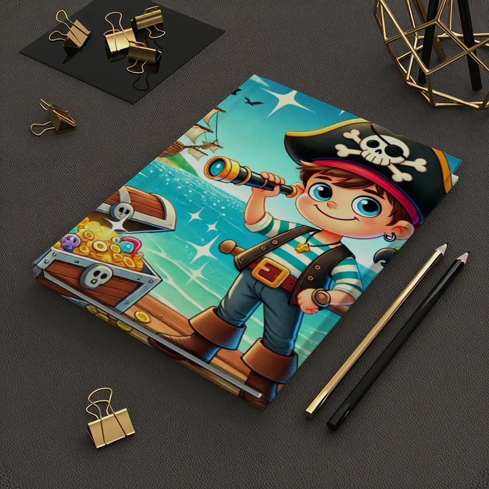 Cartoon Pirate Boy With Treasure Chest Ship – Notebooks