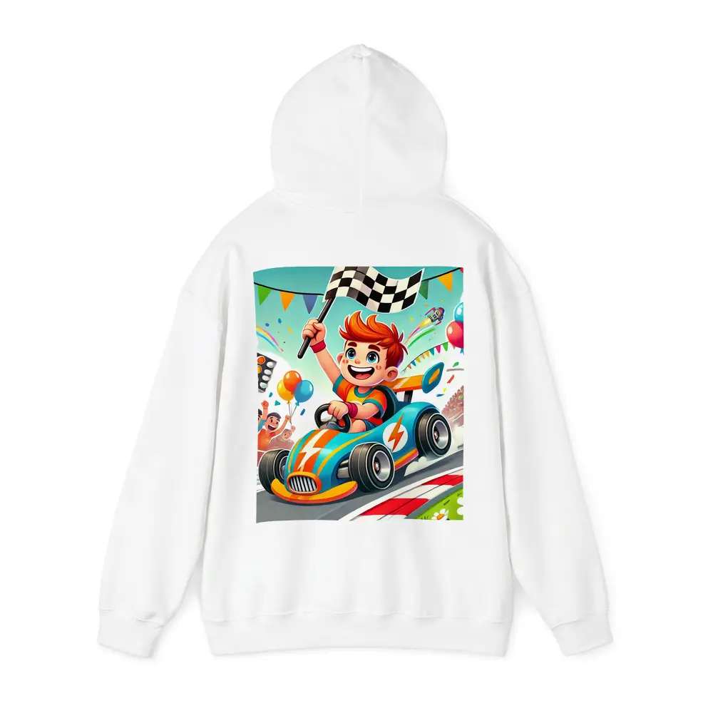 Cartoon Boy Racing Go Kart Checkered Flag – Hoodies