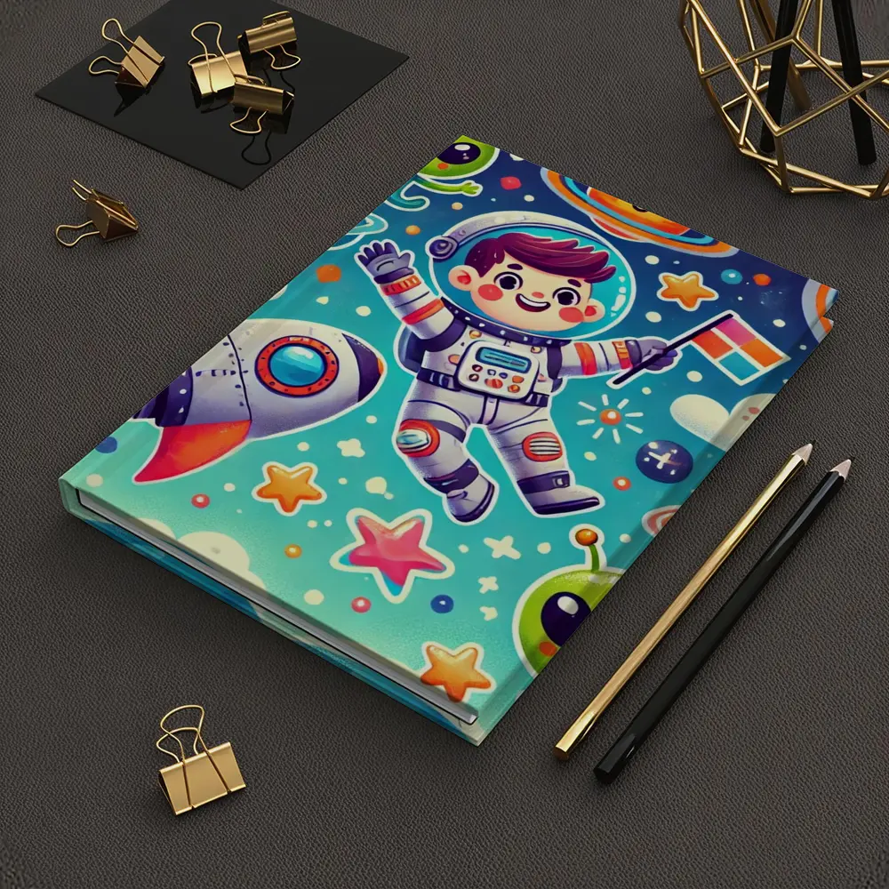 Cute Cartoon Astronaut Boy In Colorful Space – Notebooks
