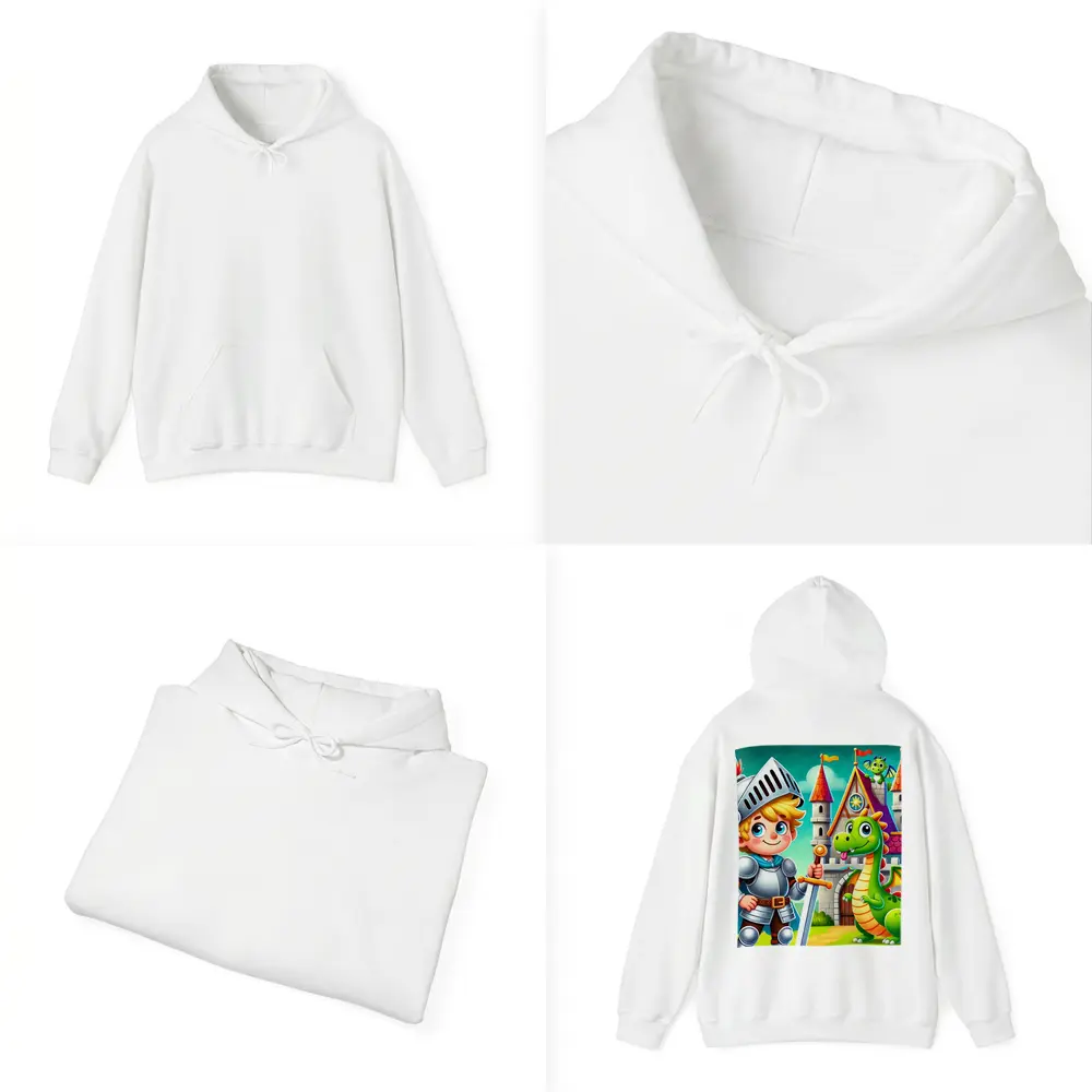 Cartoon Knight Boy and Dragon Castle – Hoodies