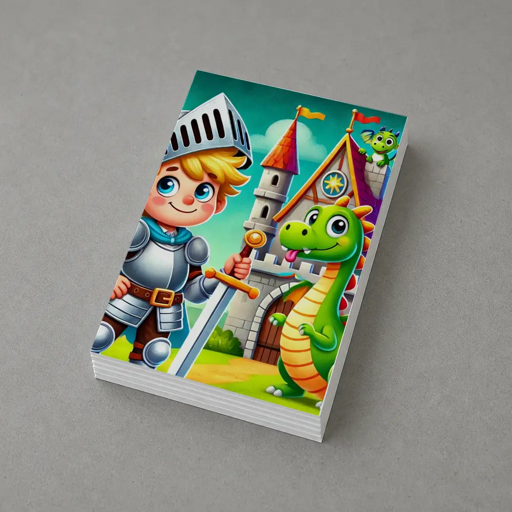 Cartoon Knight Boy and Dragon Castle – Postcards
