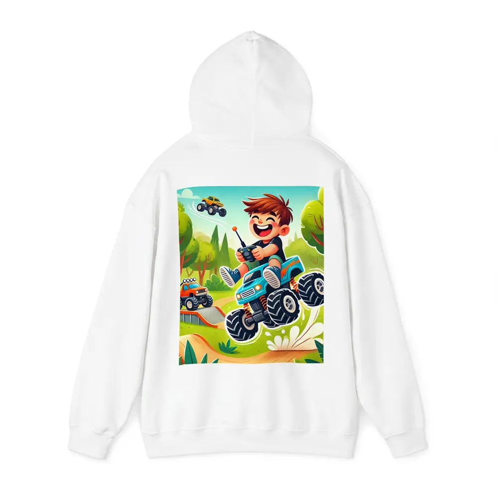 Happy Boy Riding Monster Truck Outdoor – Hoodies