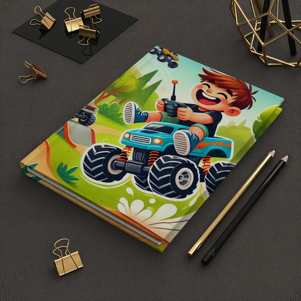 Happy Boy Riding Monster Truck Outdoor – Notebooks
