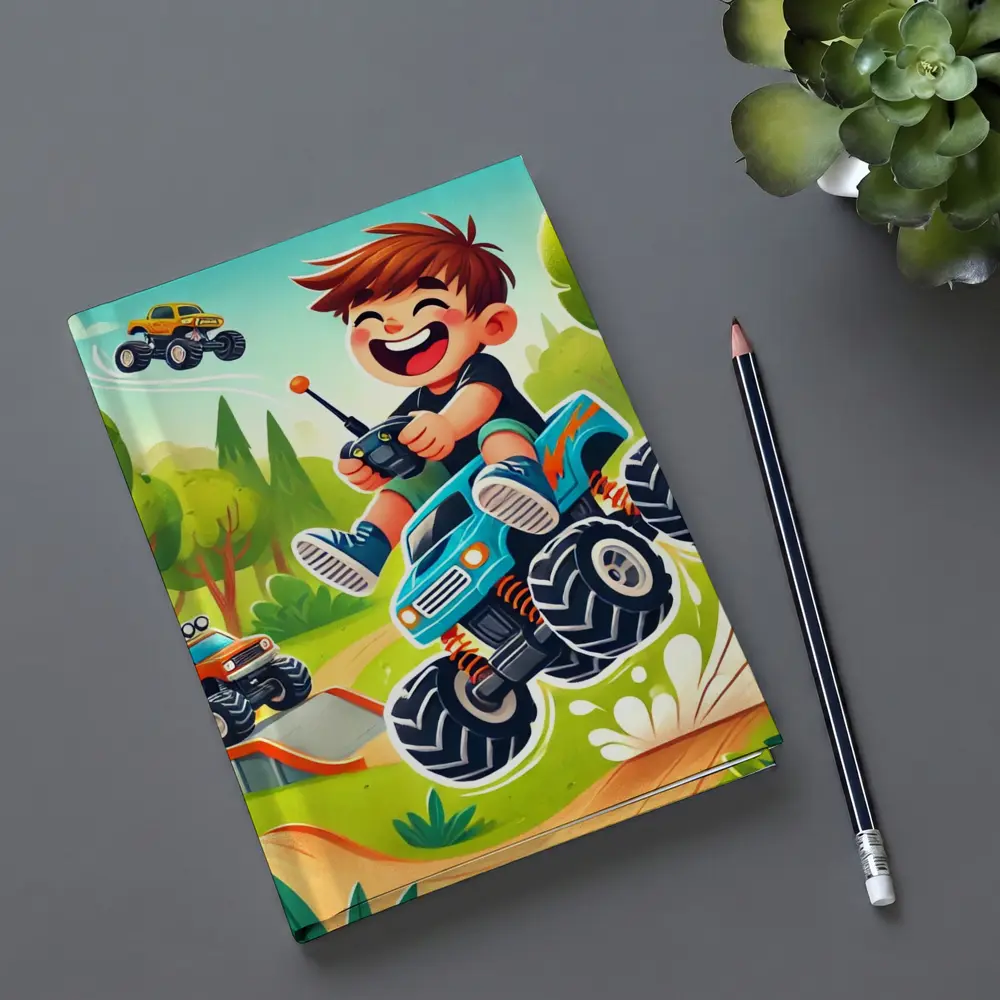 Happy Boy Riding Monster Truck Outdoor – Notebooks