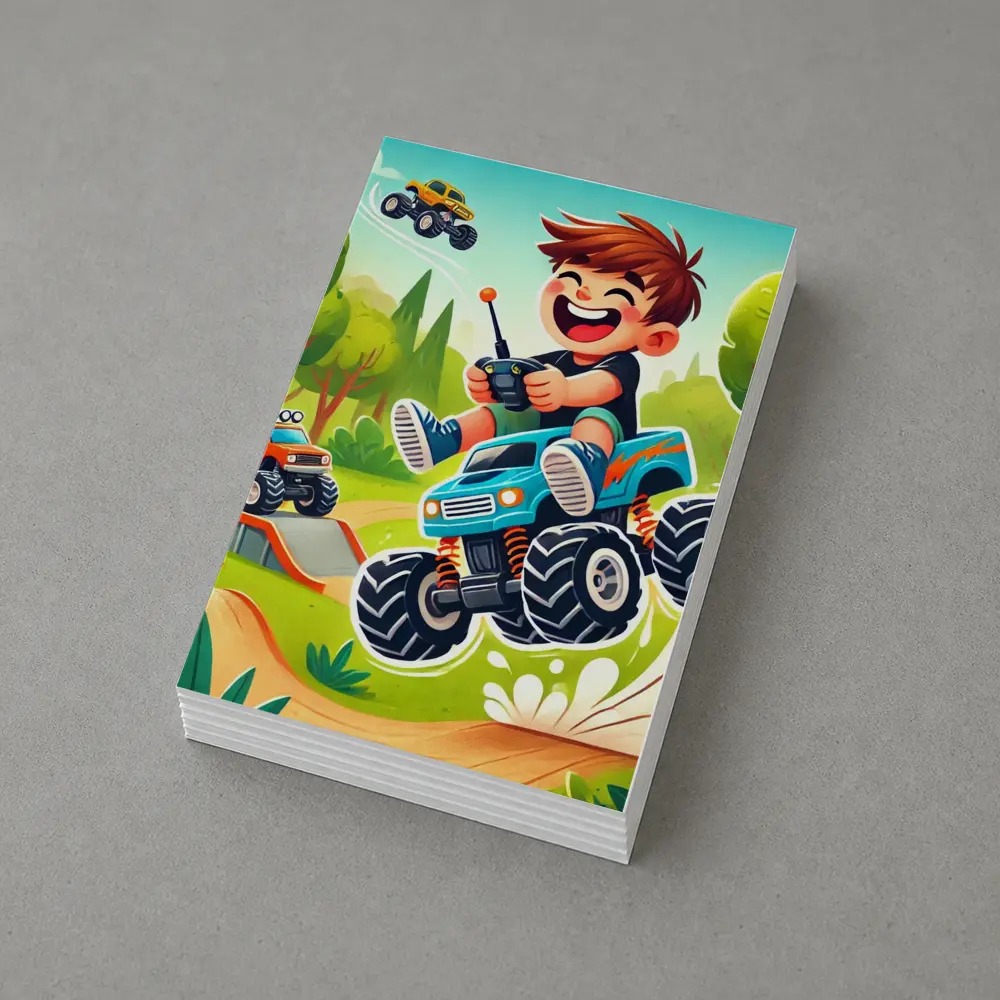 Happy Boy Riding Monster Truck Outdoor – Postcards