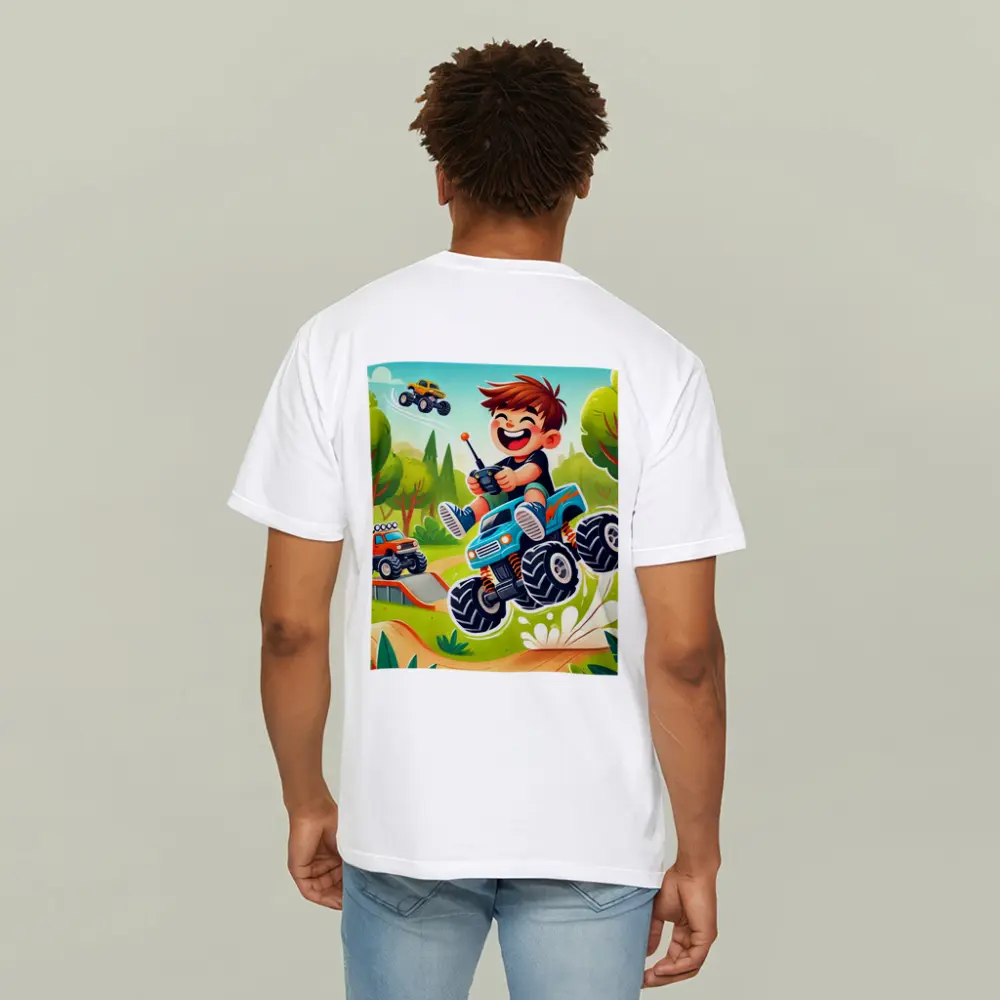 Happy Boy Riding Monster Truck Outdoor – T-Shirts