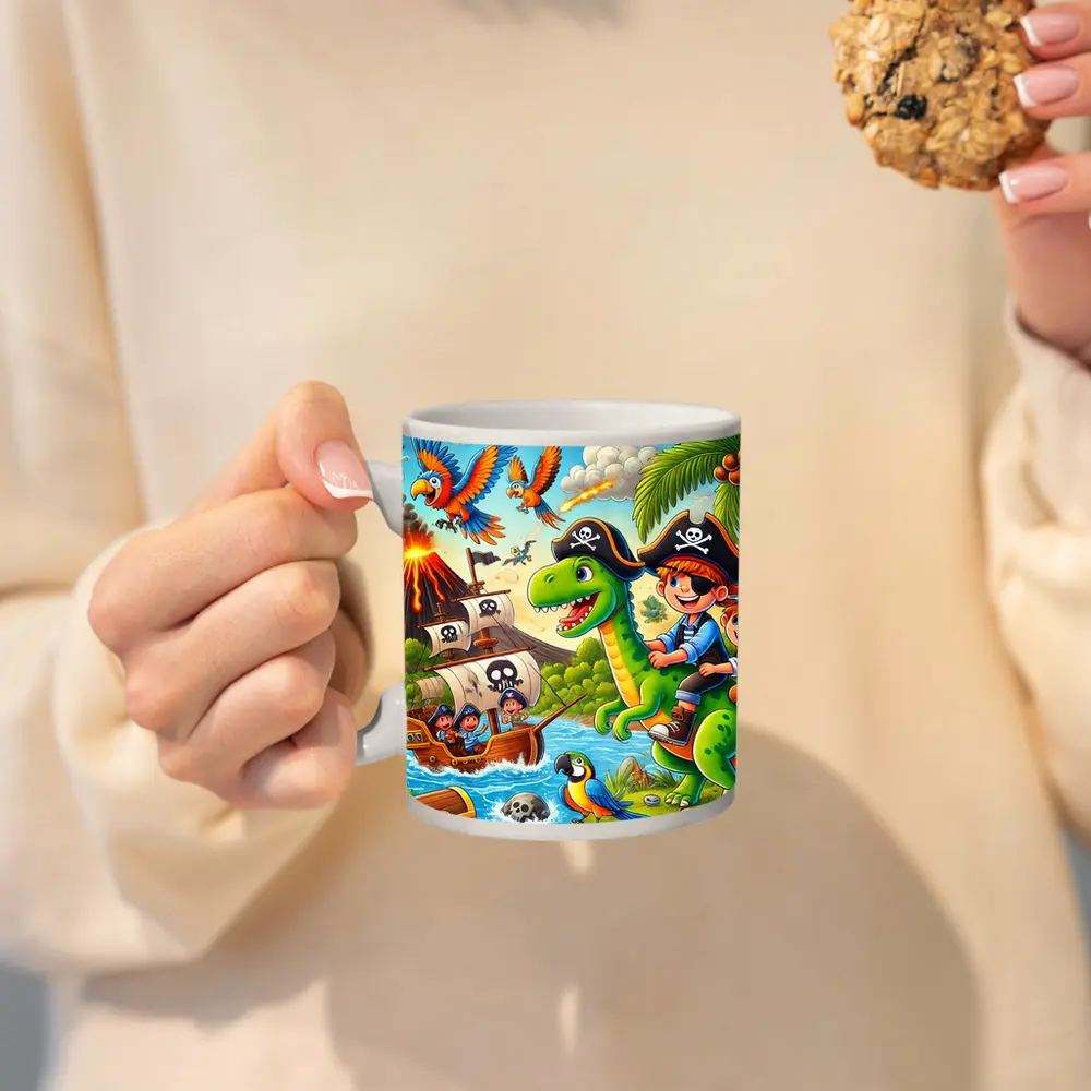 Pirate Kids Riding Dinosaur Treasure Island – Mugs